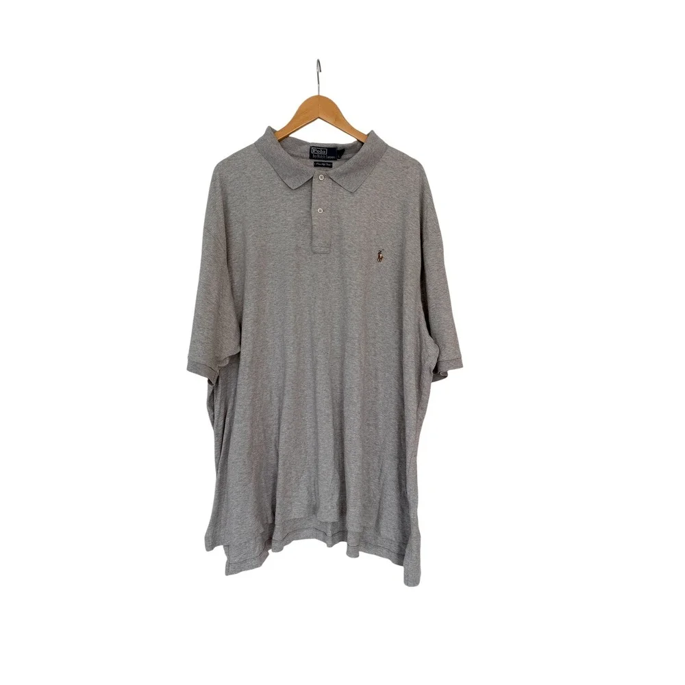 Polo Ralph Lauren Men 4XLT Pima Soft Touch Gray Polo Shirt Big & Tall SS